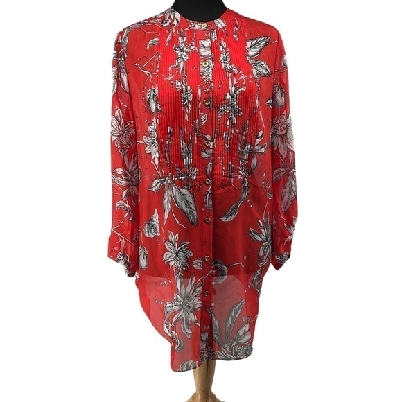 ANTHROPOLOGIE leifsdottir blouse button front 100% silk floral top flowy sz 6 - Picture 1 of 11